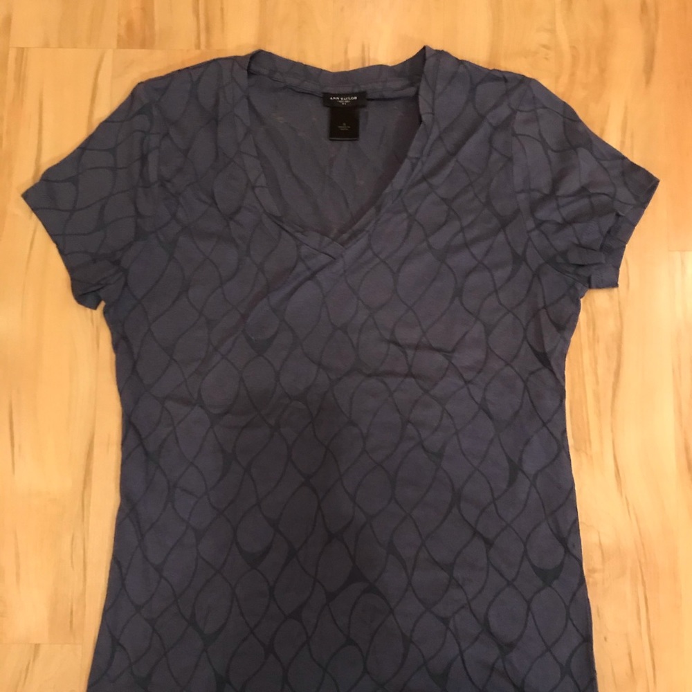 Ann Taylor Slate Blue Burn-out T-shirt